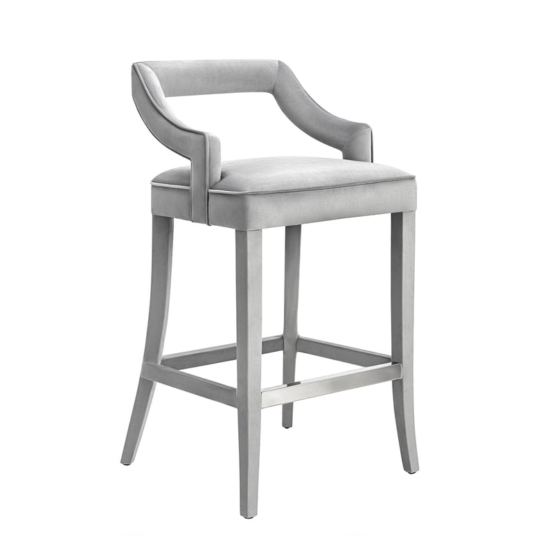 TOV-BS19 Tiffany Grey Velvet Barstool - Nabco Furniture Center