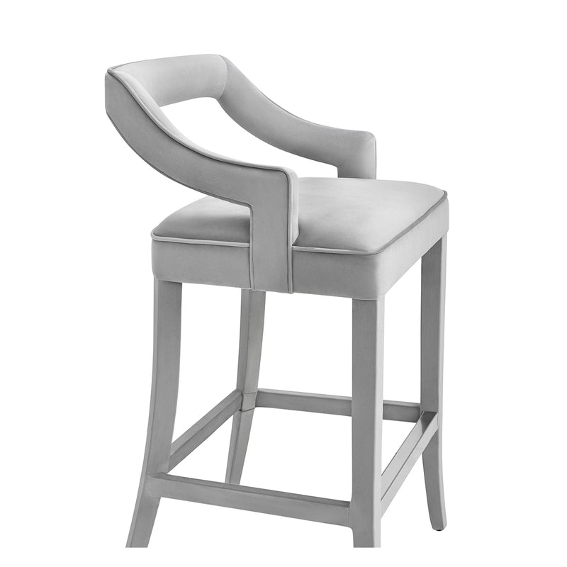 TOV-BS19 Tiffany Grey Velvet Barstool - Nabco Furniture Center