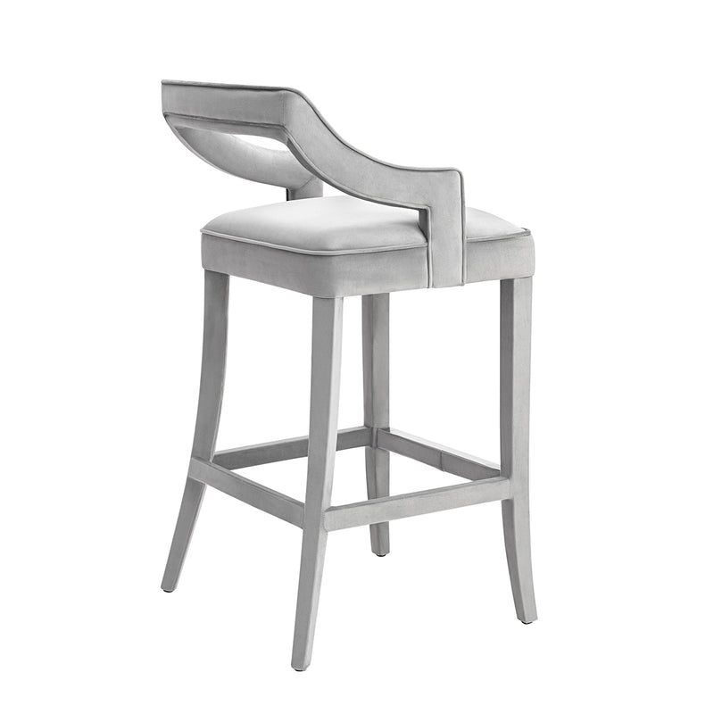 TOV-BS19 Tiffany Grey Velvet Barstool - Nabco Furniture Center