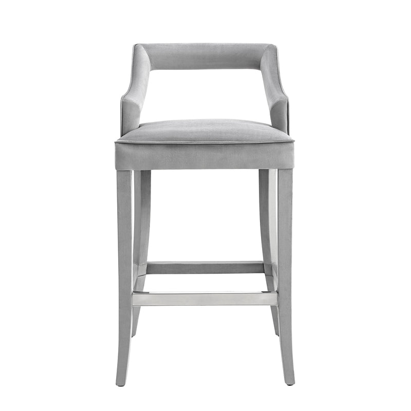 TOV-BS19 Tiffany Grey Velvet Barstool - Nabco Furniture Center