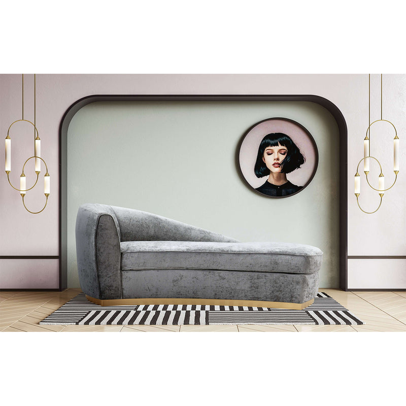 TOV-L6154 Adele Slub Grey Velvet Chaiselounge - Nabco Furniture Center