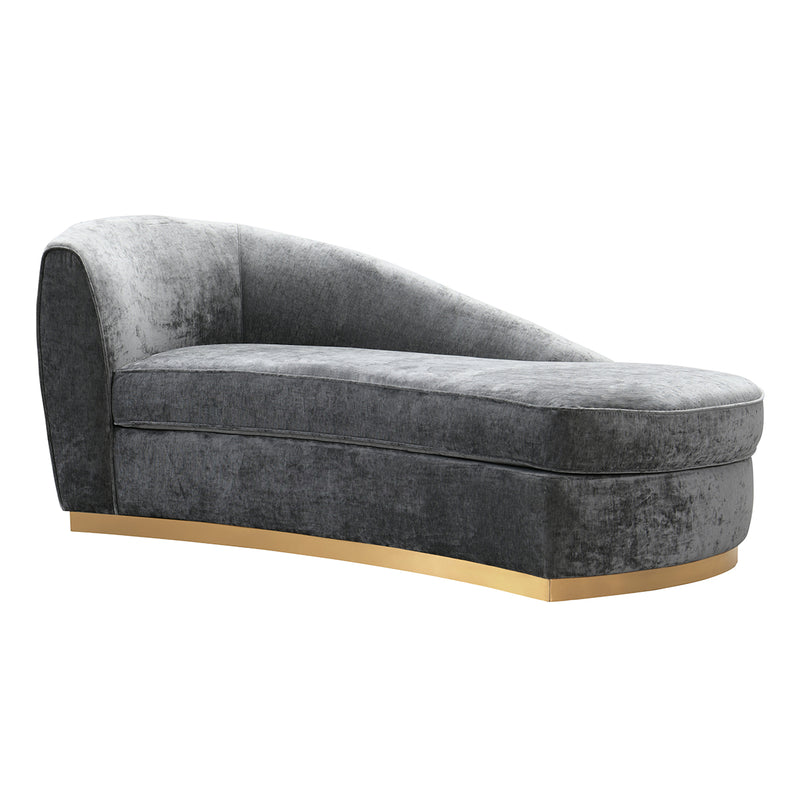 TOV-L6154 Adele Slub Grey Velvet Chaiselounge - Nabco Furniture Center