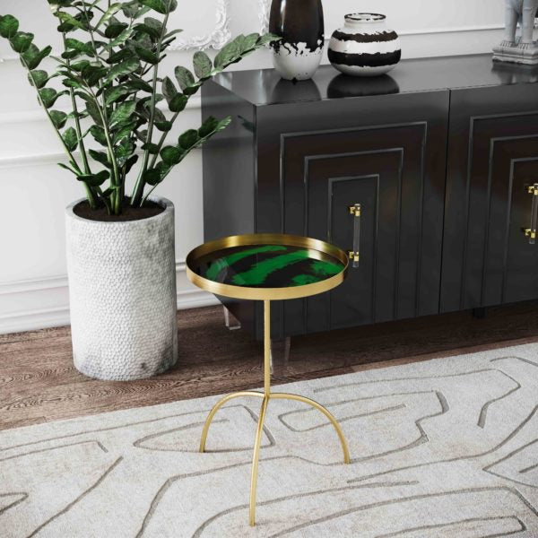 TOV-OC18221 Enamel Black-Green Side Table - Nabco Furniture Center