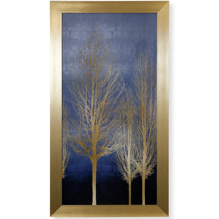 WQ20032 Gold Tress on Blue Panel Wall Décor - Nabco Furniture Center